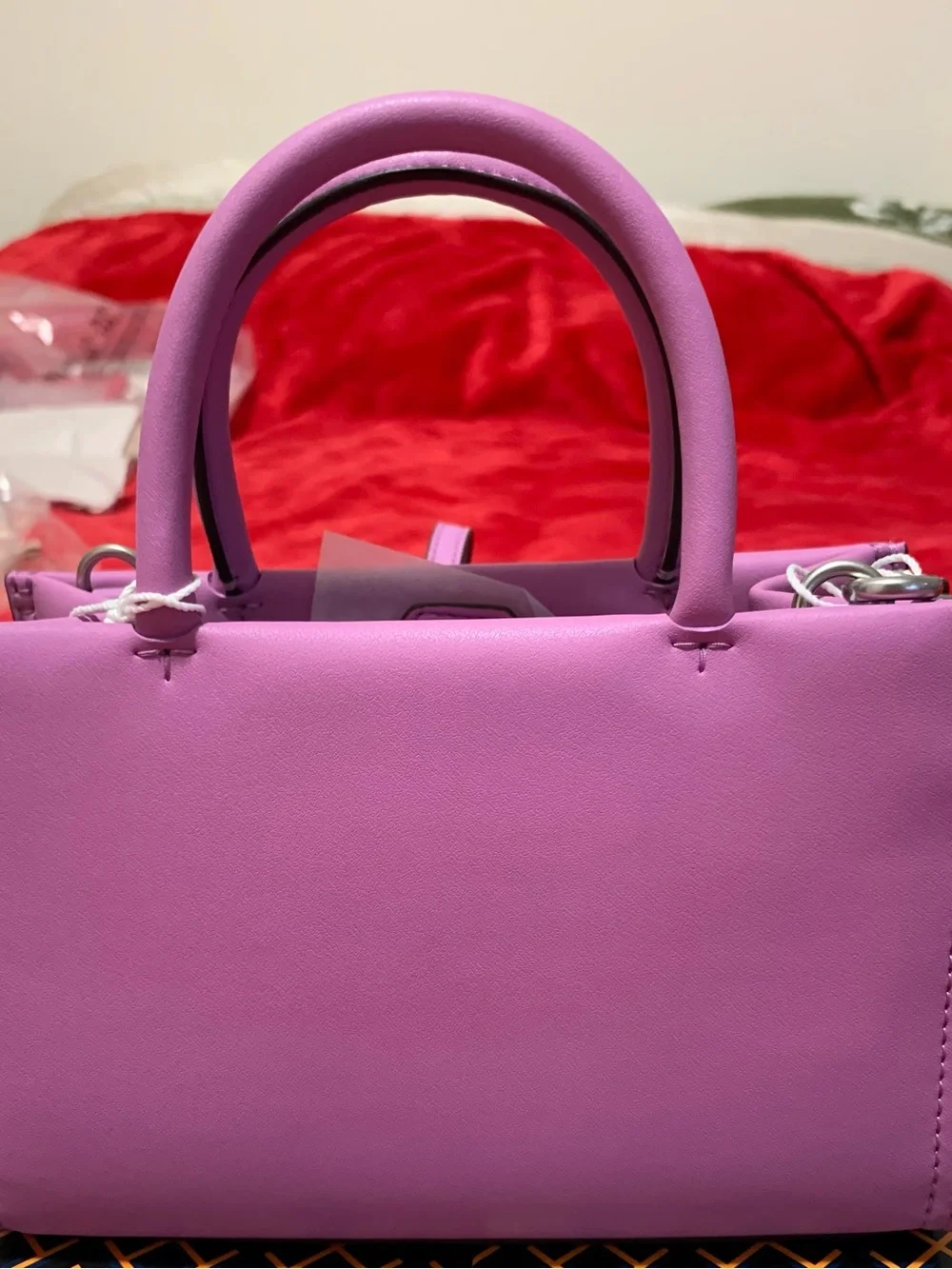 Tory Burch Lilac Leather Mini Tote with Logo Medallion